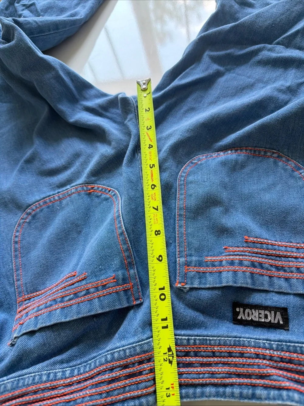 Vtg Viceroy Bell Bottom Jeans Womens Wide Leg Flare Orange Contrast Stitch Denim